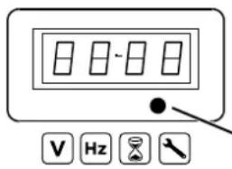 Digital display panel with four 8-hour intervals and control buttons below showing V, Hz, radio, and manual icons