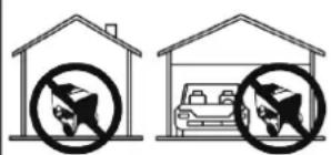 Diagram showing two scenarios: one with a house and no prohibition symbol, the other with a car and no prohibition symbol.