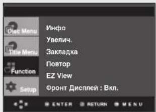 Doc Menu Инфо Увелич. Закладка Повтор EZ View Фронт Дисплей : Вкл. Setup ENTER RETURN MENU
