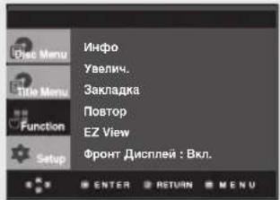 Инфо Увелич. Закладка Повтор EZ View Фронт Дисплей : Вкл.