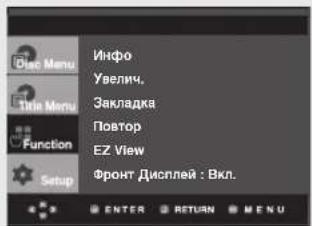 Инфо Увелич, Закладка Повтор EZ View Фронт Дисплей : Вкл.
