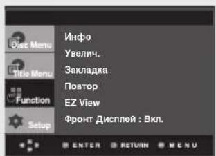 Инфо Увелич. Закладка Повтор EZ View Фронт Дисплей : Вкл.