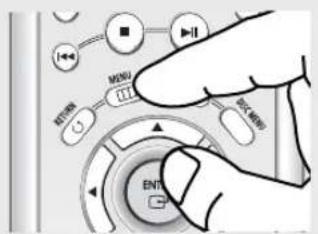 Hand interacting with a device control panel showing buttons for USB, Media, and Control, with a 'ENT' button highlighted.
