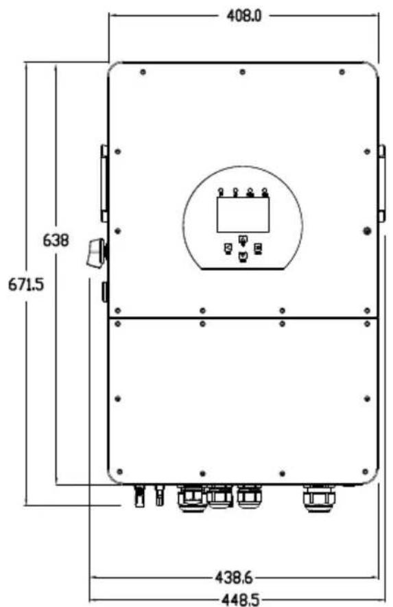 Deye SUN-5K-SG01HP3-EU-AM2 - Taille du produit - 1
