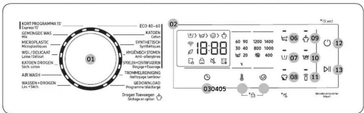 SAMSUNG WD90DG5B15BB - Bediening - 1