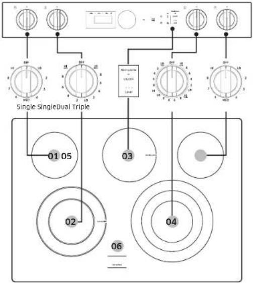 SAMSUNG NSE6DB870012 - Location of the radiant surface elements and controls - 1