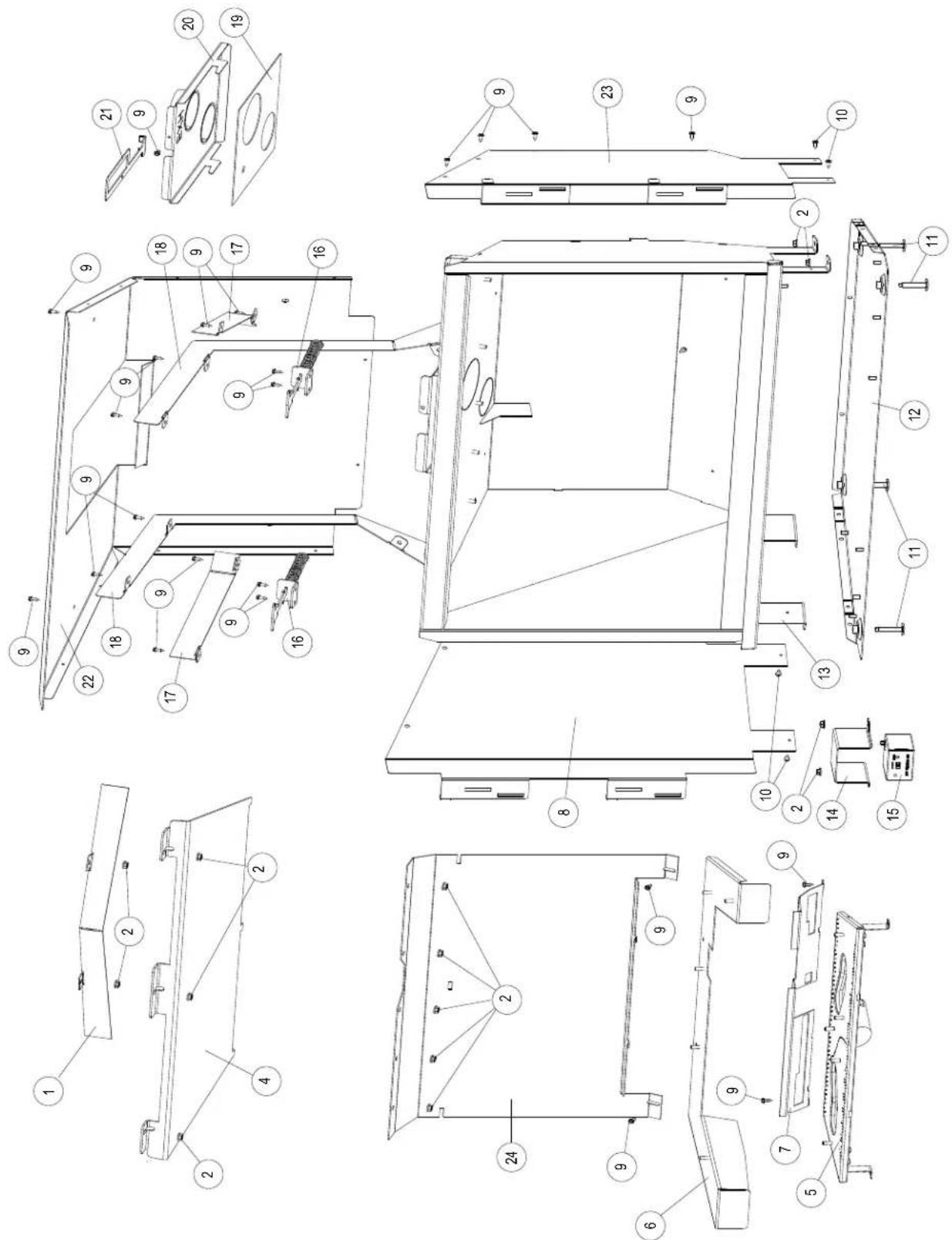 Jøtul GI 645 DV Astrid - Liste des pièces illustrées - 1