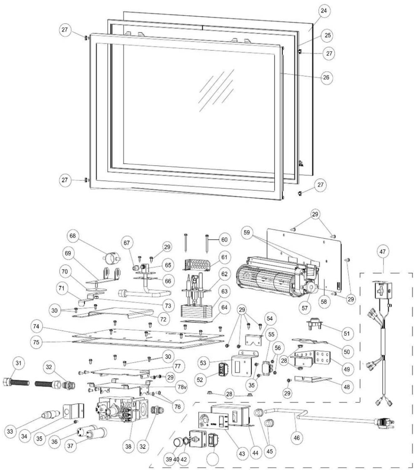 Jøtul GI 645 DV Astrid - Liste des pièces illustrées - 1