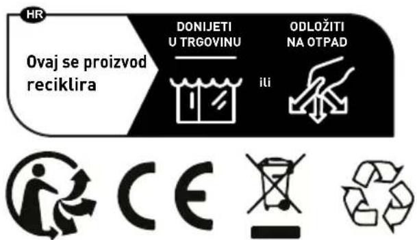 HR Ovaj se proizvod reciklira DONIJETI U TRGOVINU ODLOŽITI NA OTPAD iti CE