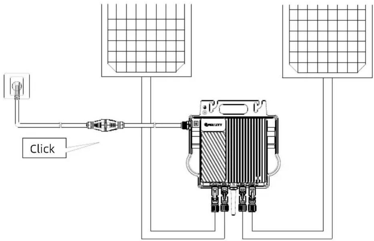 Growatt NEO 600-1000M-X - Stap 4. Sluit de micro-omvormer en de AC-adapterkabel aan - 1