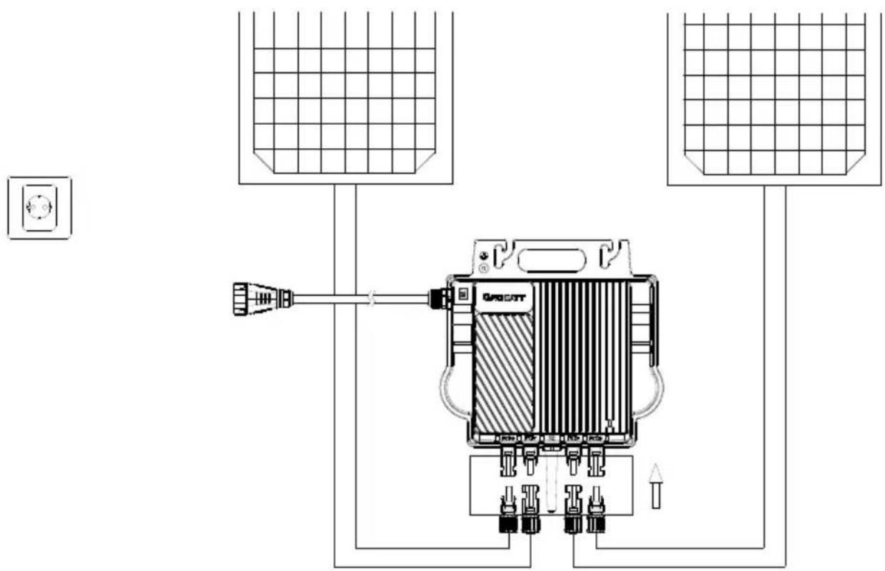 Growatt NEO 600-1000M-X - Step 3. Collegamento del modulo fotovoltaico - 1