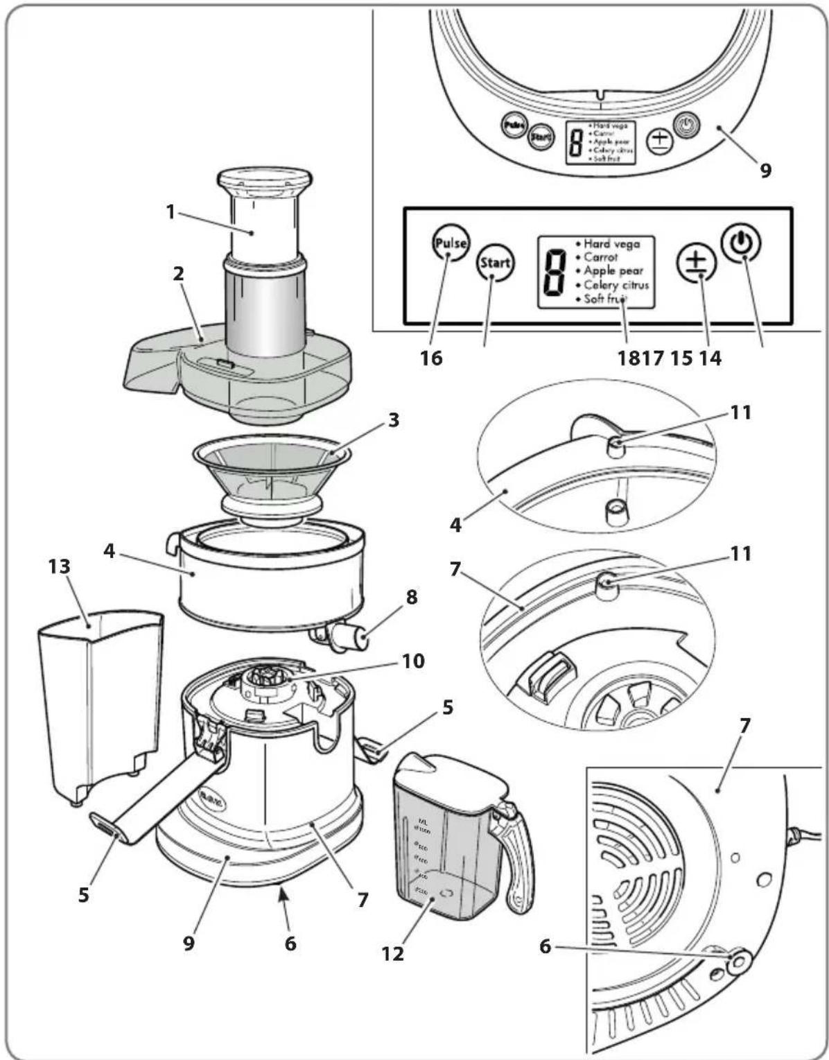 RGV Industrial Juicer - Comandi e componenti - 1
