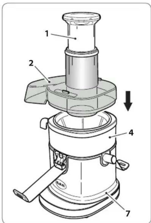 RGV Industrial Juicer - Before you assemble the juicer, ensure that the power cord is unplugged. - 3