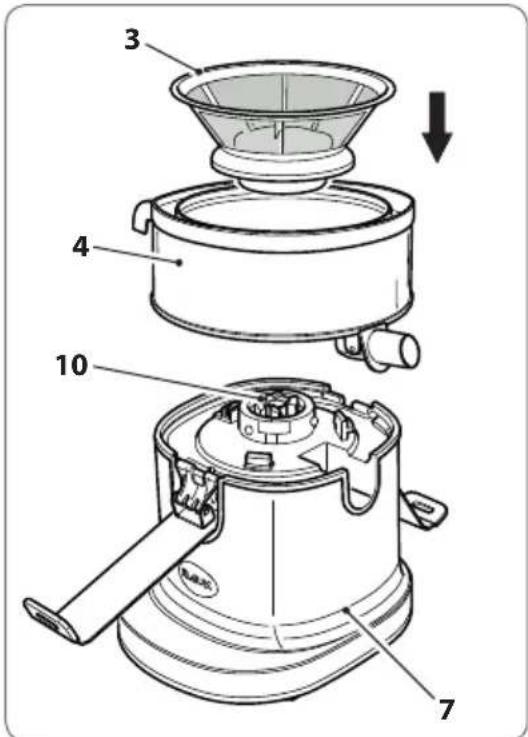 RGV Industrial Juicer - Vor dem Zusammenbau des Geräts sicherstellen, dass das Netzkaibel eingesteckt ist. - 2