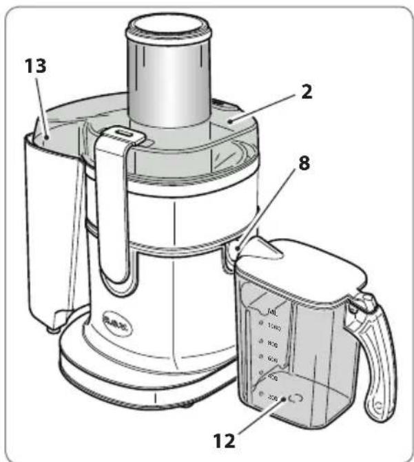 RGV Industrial Juicer - Vor dem Zusammenbau des Geräts sicherstellen, dass das Netzkaibel eingesteckt ist. - 8