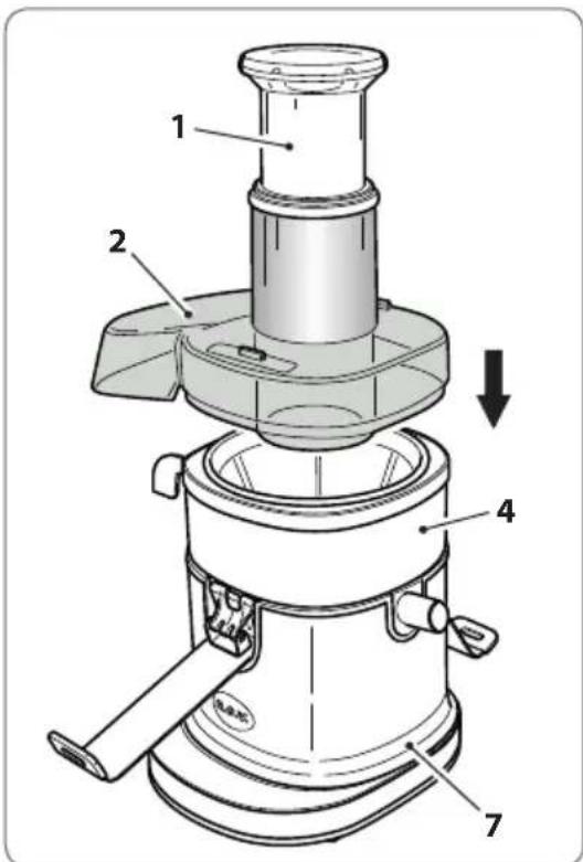 RGV Industrial Juicer - Vor dem Zusammenbau des Geräts sicherstellen, dass das Netzkaibel eingesteckt ist. - 3