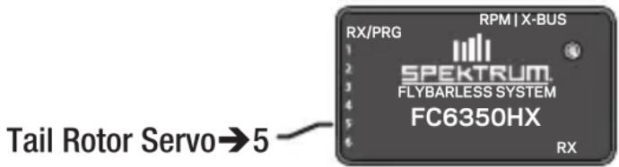 RX/PRG RPM | X-BUS SPEKTRUM. FLYBARLESS SYSTEM FC6350HX RX Tail Rotor Servo→5