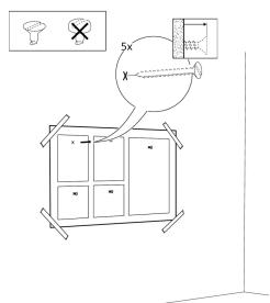Diagram showing a room layout with labeled furniture and directional indicators, including a magnified view of a window.
