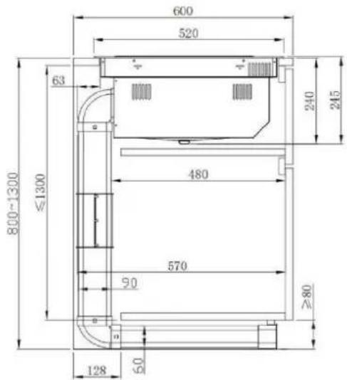 CANDY CIH8I4CE - Kaapin ja savuhormin koko - 1