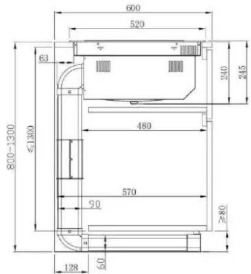 CANDY CIH8I4CE - Dimensioni del mobile e della canna fumaria - 1