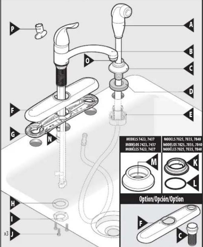 Moen Chateau 67430 - Spout and Handle vary by model/El surtidor y el nomando varian con el Modelo/ Lebec et la poignee peuvent varier selon le modele choisi - 1