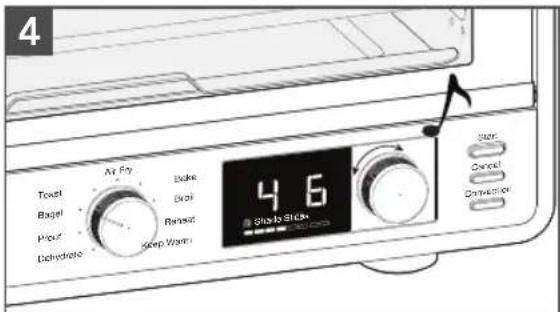 4 Toast Air Fry Bake Bagel Bisc Prooz Renest Dehydrate Sleep Warm 4.6 Shicks Stop Cancel Conversion
