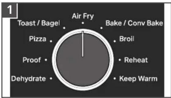 1 Toast / Bagel Air Fry Bake / Conv Bake Pizza Broil Proof Reheat Dehydrate Keep Warm