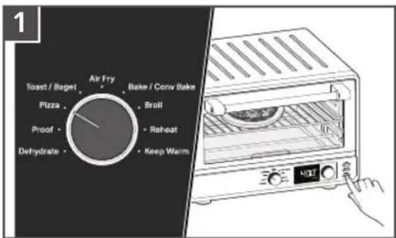 1 Toast / Bagel Air Fry Bake / Conv Bake Pizza Broil Proof + Reheat Dehydrate + Keep Warms