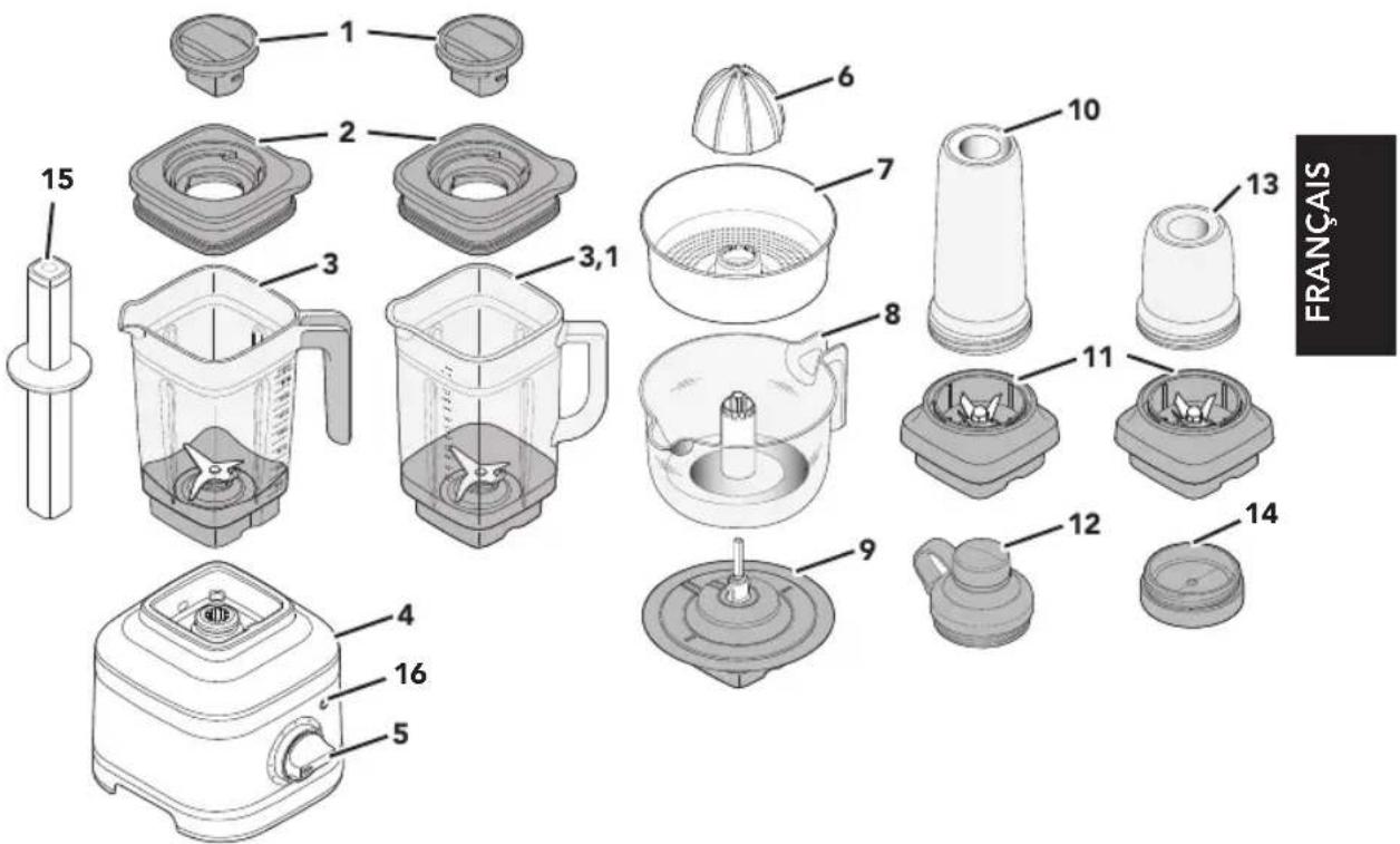KITCHENAID KSB4031 - PIÈCES ET CARACTÉRISTIQUES - 1