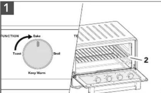 KITCHENAID KCO213 - UTILISATION DE LA FONCTION BAKE (CUISSON) - 1