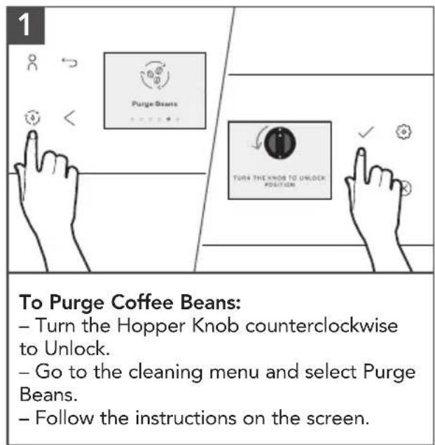 KITCHENAID KES8558 - HANDLING THE REMOVABLE BEAN HOPPER AND PURGE FUNCTION - 1