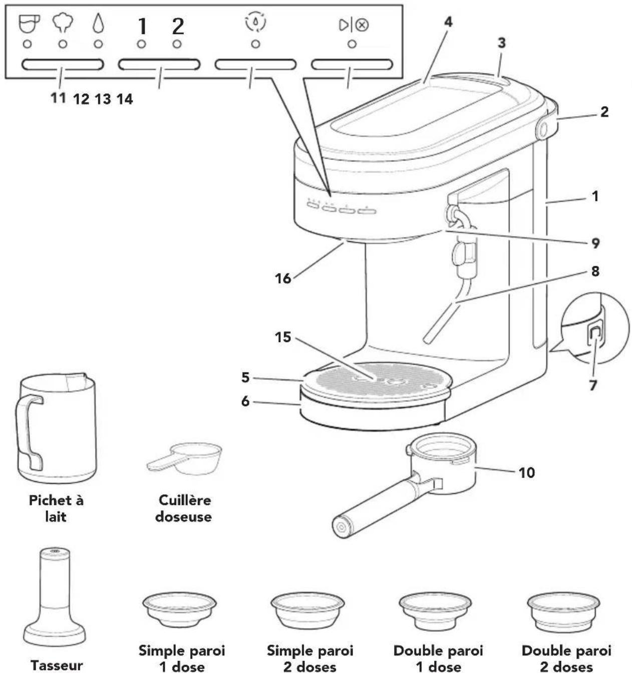 KITCHENAID KES6404 - PIÈCES ET CARACTÉRISTIQUES - 1