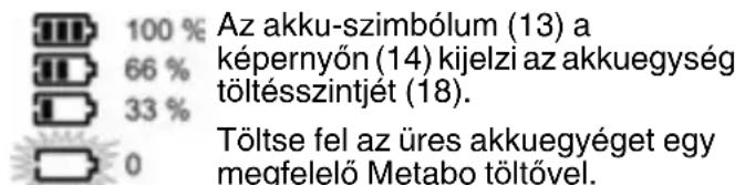 METABO R 12-18 DAB+ BT - Akkuegység, az akkuegység töltésszintjének kijelzése - 1