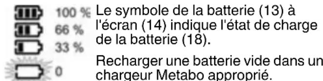METABO R 12-18 DAB+ BT - Batterie, affichage de l'état de charge de la batterie - 1