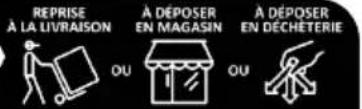REPRISE À LA LIVRAISON A DÉPOSER EN MAGASIN A DÉPOSER EN DÉCHETERIE OU OU