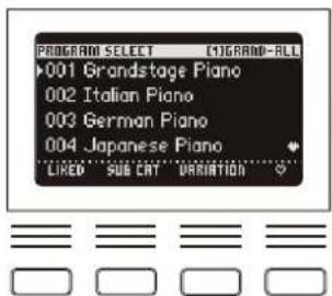 KORG Grandstage X - Sélection d'un programme dans la liste de programmes - 2