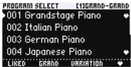 KORG Grandstage X - Sélection d'un programme dans la liste de programmes - 4