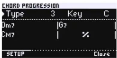 KORG Grandstage X - Paramètres de la fonction de progression d'accords - 1