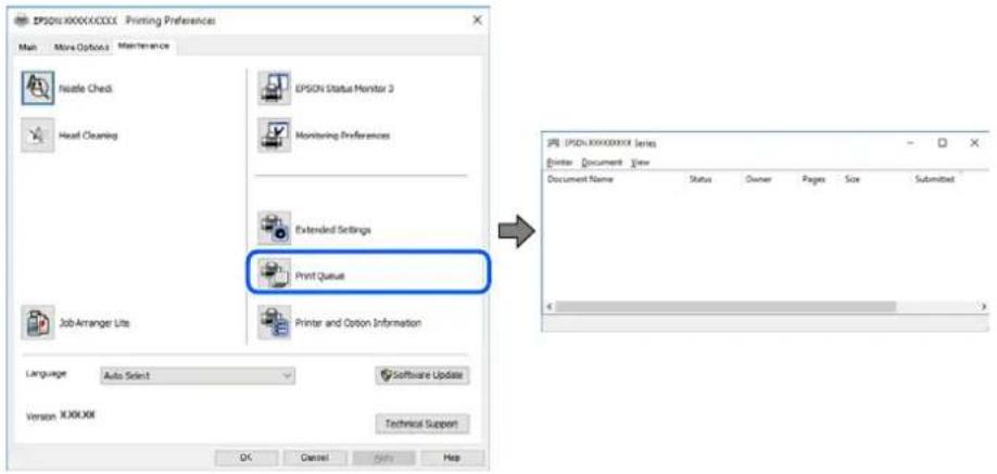 EPSOLXXXXXXX Series Printer Document View Document Name Status Owner Pages Size Submitted Language Auto Script Software Update Version 1000XXII Technical Support OK Cancel Apply Help