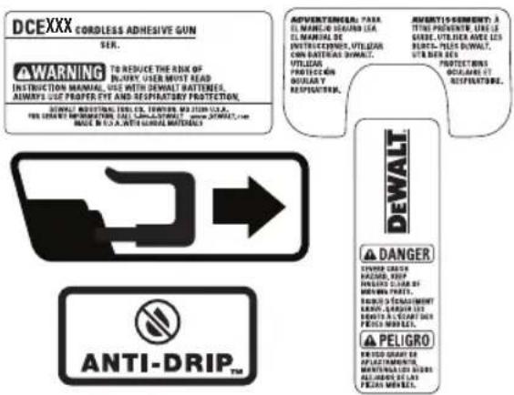 DCEXX CORDLESS ADHESIVE GUN SER. WARNING TO REDUCE THE RISK OF INJURY, USER MUST READ INSTRUCTION MANUAL USE WITH DHWALT BATTERIES, ALWAYS USE PROPER FIT AND RESPIRATORY PROTECTION, DRIVEL INDUSTRIAL ITEMS CO., LTD. WOODS, MA 2018 USA, FOR DRIP INFORMATION (CAI, LLC/DFM), www.DCEXX.com MAKE BY: U.S.A. WITH DRIP MATERIALS ADVENTGENERAL PARA EL MANUEL DESAND LA EL MANUAL DE INSTRUCTIONS, UTILIZAR CORN MATERIALS DHWALT, UTILIZAR, PROTECTION DOULAR Y RESERVATION. AMORTIZEMENT A TIME PREVENTURE, LIME IS GARGE, UTHER AND LES BONE-PLIES DHWALT, UTHER DES PROTECTORS DOWARE IT RESERVATION. DEWALT DANGER POWER CHAPIC PACSING, LEAV WHOLE CREAM OF MINIMUM PANTS, PACSING & EQUISITION BEANS, LEMON LTR, BEANS & VEGETABLE DUS FROZEN WORKS. PELIGRO EXTRA GRANTS FOR APPLICANTERS, MINIMUM DRIP ITEMS, ALLARDS OF LAS PEACEY WORKS.