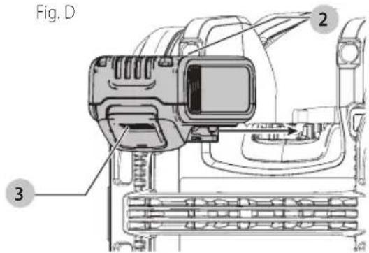 DEWALT DCC2520 - Installing and Removing the Battery Pack (Fig. D) - 1