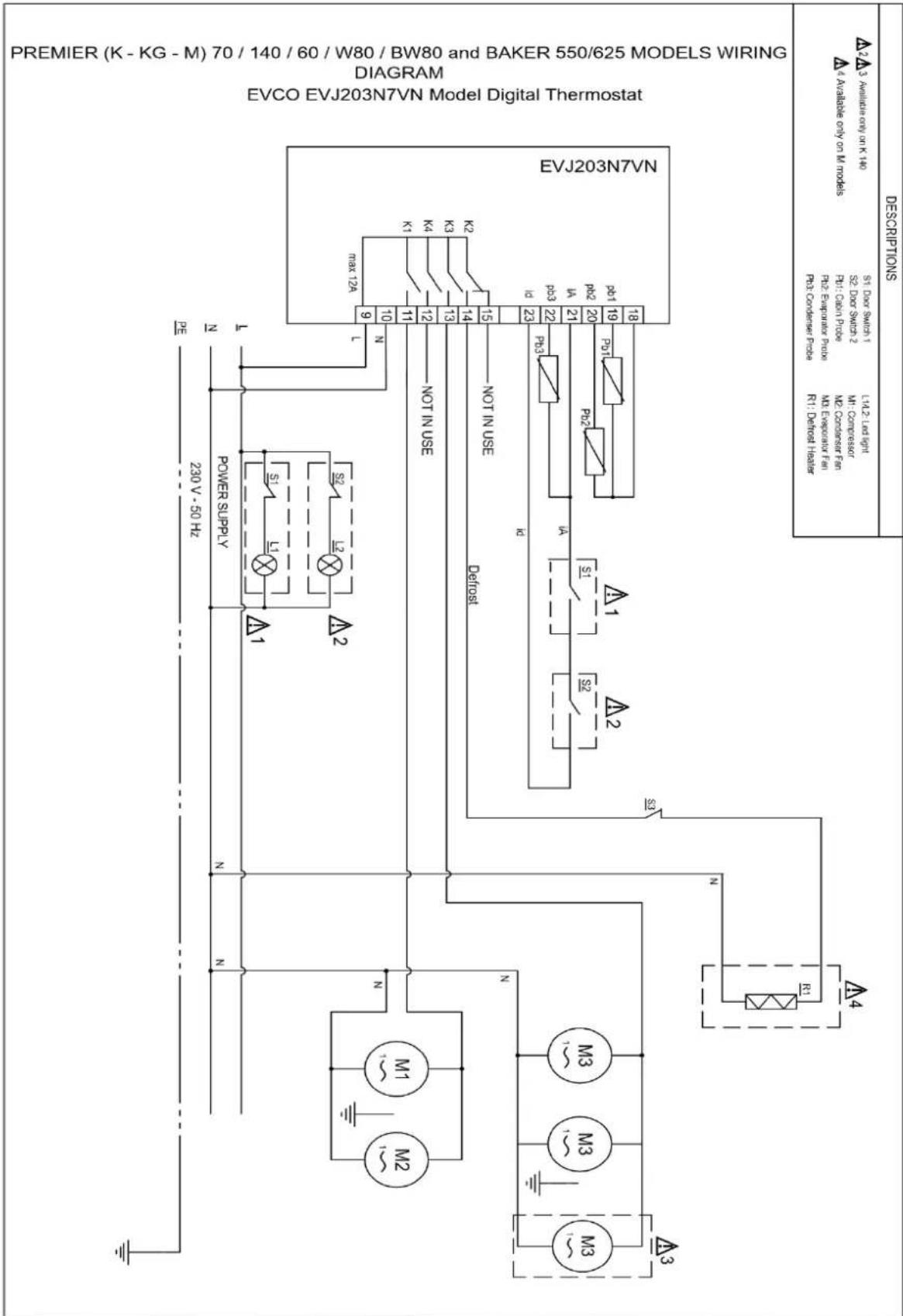 Hoshizaki Premier M 60 L DR - ELECTRICAL WIRING DIAGRAM (FOR CABINET REFRIGERATOR MODELS) - 1