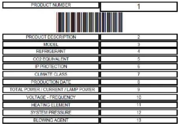 Hoshizaki Advance F 70-4 L DR - LABEL MET PRODUCTBESCHRIJVING - 1