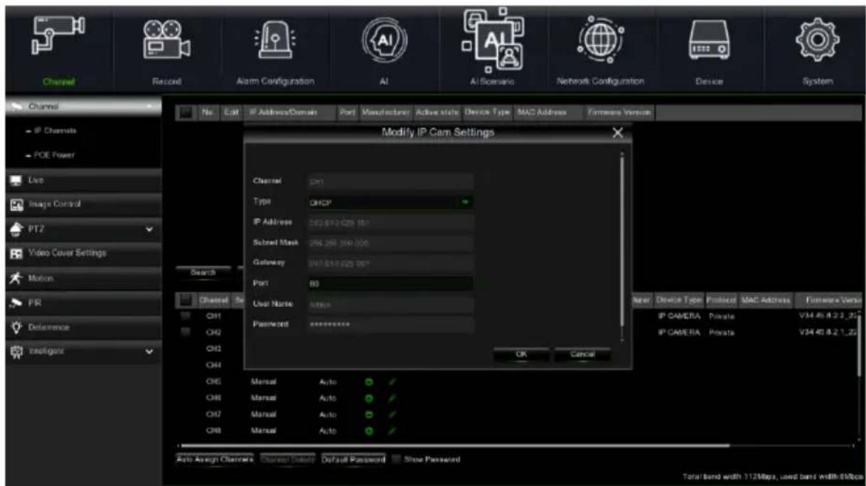 GROTHE NVR 1098/334 - IP CHANNEL CONFIGURATION - 8