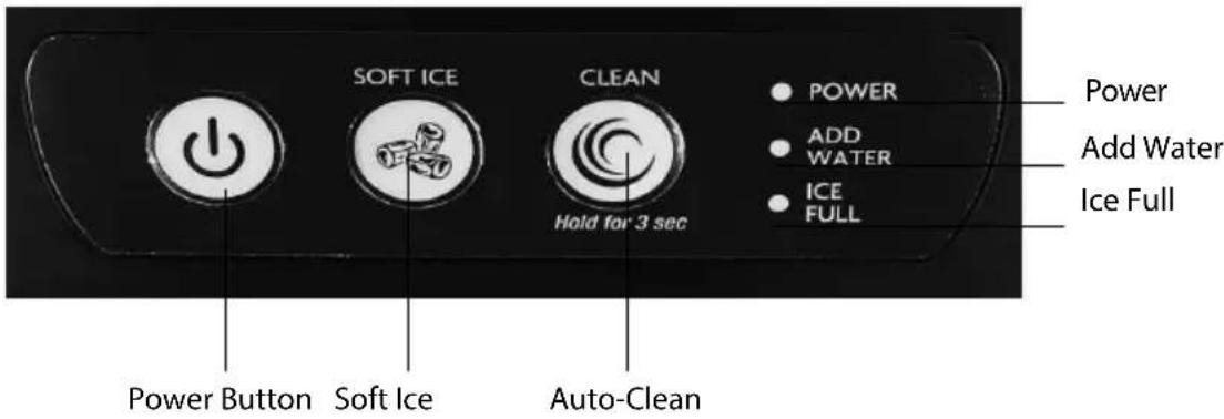 SOFT ICE CLEAN Power Add Water Ice Full Power Button Soft Ice Hold for 3 sec Auto-Clean