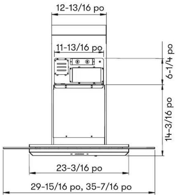 12-13/16 po 11-13/16 po 6-1/4 po 14-3/16 po 23-3/16 po 29-15/16 po, 35-7/16 po