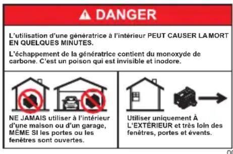 Generac G0080110 - MISE EN GARDE - 1