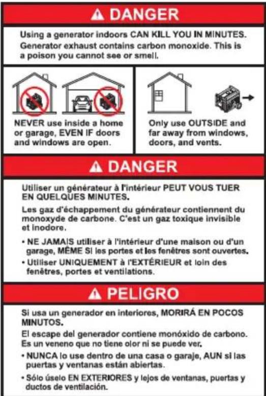 Generac G0080110 - Étiquettes de danger de remplacement - 2