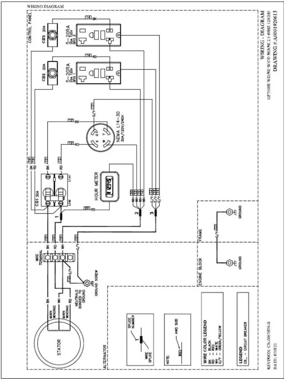 Generac G0080110 - Schéma de câblage - 1