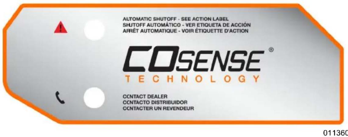 AUTOMATIC SHUTOFF - SEE ACTION LABEL SHUTOFF AUTOMÁTICO - VER ETIQUETA DE ACCIÓN ARRÊT AUTOMATIQUE - VOIR ÉTIQUETTE D'ACTION COSENSE® TECHNOLOGY CCNTACT DEALER CCNTACTO DISTRIBUIDOR CCNTACTER UN REVENDEUR 011360